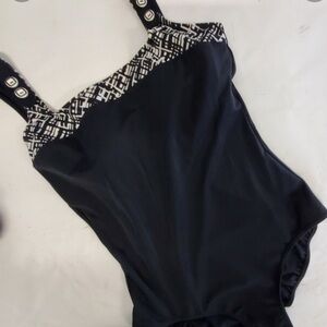 ⭐️It Figures,Sz 14,Form-Flattering One-Piece,Cool Button Straps,Full Bra Support